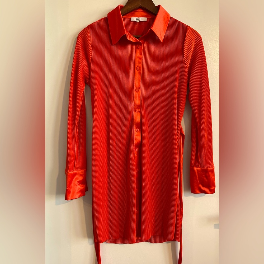 Vibrant Orange  Button-Up Shirt